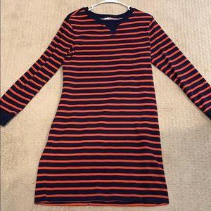 Red and navy striped dress